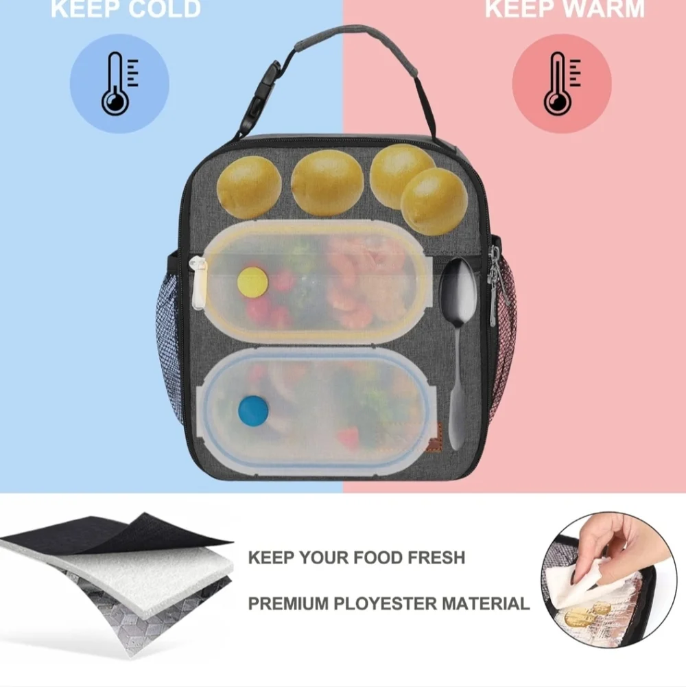 Lunch Bag Reusable Small Lunch Box for Men Insulated Portable Lunchbox NwT
